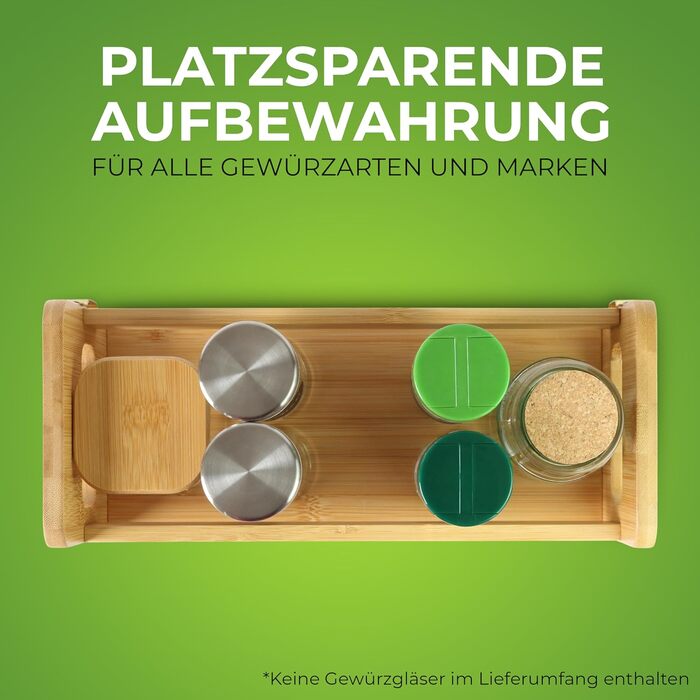 Бамбукова підставка для спецій для настінного або окремого використання, кухонна полиця з 2 місткими полицями, 28 x 28 x 11,5 см, підставка для спецій для зберігання контейнерів для спецій та трав (сучасна велика)