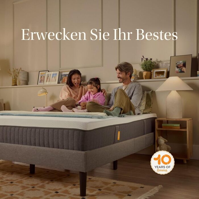 Матрац Emma Original Lite 90x200 см 22 см Гібридний матрац з 3-зонною пружинною серцевиною Pocket Spring та холодною піною Дихаючий матрац з охолоджувальним чохлом для спокійного сну 90 x 200 см Lite Надзвичайно дихаючий чохол