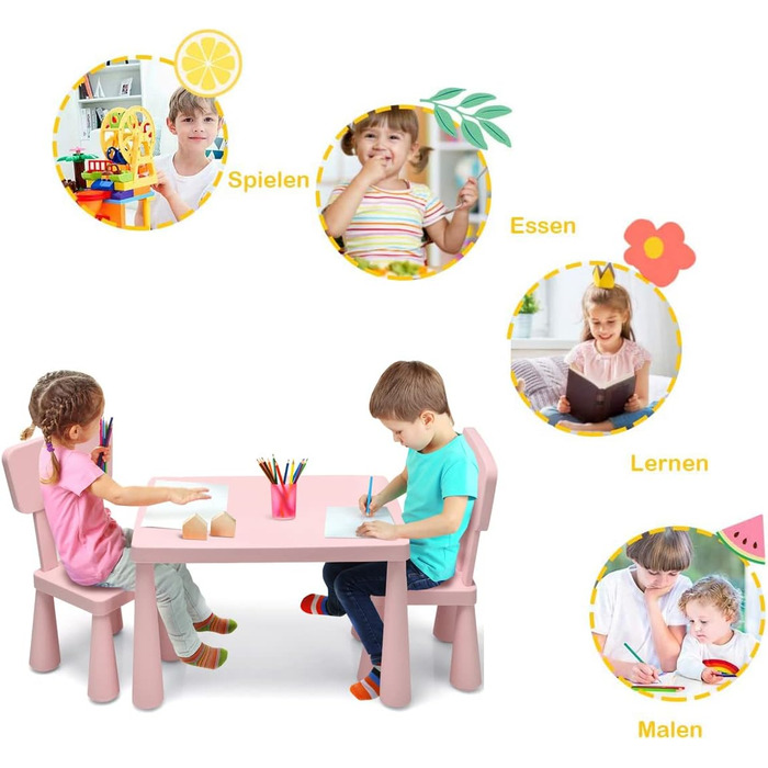 Набір дитячих сидінь з 3 предметів, набір дитячих меблів 2 стільці та 1 стіл, набір сидінь для дітей для письма, читання, ігор та