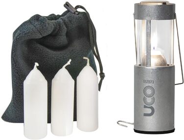 Оригінальний ліхтар-свічка UCO, вигідний набір із 3 свічками та сумкою для зберігання, оригінальний розмір, алюміній, один розмір, алюмінієвий колір
