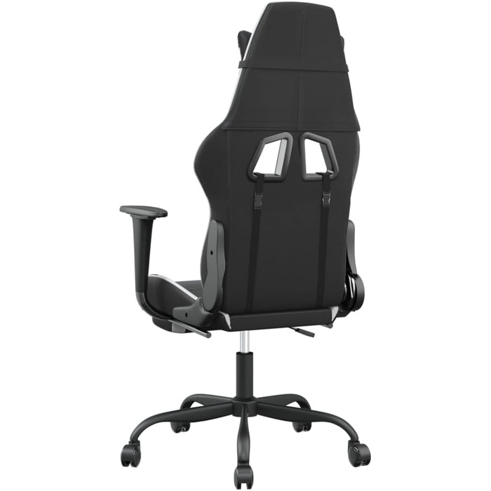 Геймерське крісло з підставкою для ніг, чорно-біле, штучна шкіра, ергономічне, регульоване, висока спинка, комп&39ютерне крісло для геймерів