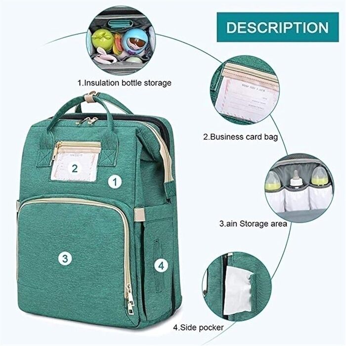 Портативний пеленальний мішок, багатофункціональний водонепроникний рюкзак для підгузників, дитяче ліжечко для подорожей дитяче лі