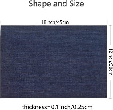 Серветки, що миються Набір з 6 серветок Протиковзка серветка ПВХ Термостійка серветка для столу, S01 Navy blue S01 Navy blue 6 шт.