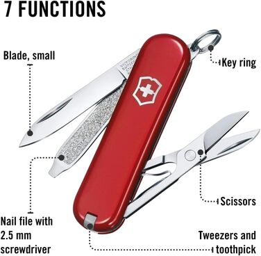 Швейцарський армійський ніж Victorinox, маленький, класичний SD, мультитул, подарунок, 7 функцій, лезо, пилочка для нігтів у стилі Icon