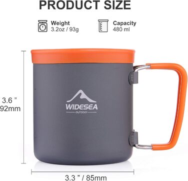 Кемпінг алюмінієва кружка відкритий кавова чашка туристична пікнік трекінг походи зі складною ручкою