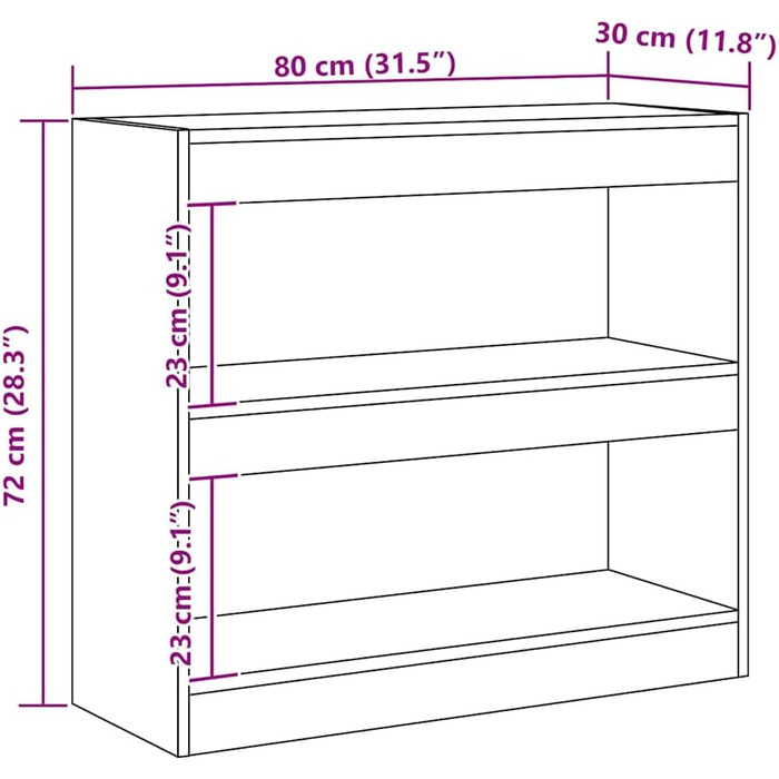 Книжкова полиця/Перегородка для кімнати, дуб, ручної роботи, 80x30x72 см, Книжкова шафа, Окремостояча полиця, Офічна полиця, Перегородка кімнати, Полиця для файлів, Полиця для зберігання, Перегородка кімнати, дуб, ручної роботи