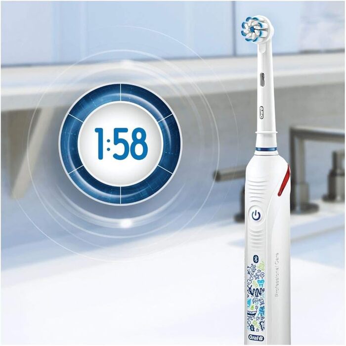 Розумна електрична зубна щітка Oral-B Junior для дітей віком від 6 років, 3 режими чищення та додаток Bluetooth для догляду за зубами, розроблений Braun, білий