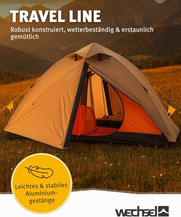 Зарядний пристрій для трекінгового намету Wechsel I Купольний намет для 2 осіб I Швидкорозкладний двомісний намет I Компактний та портативний I Ідеальний намет для кемпінгу, піших прогулянок та велосипедних поїздок на 2 особи