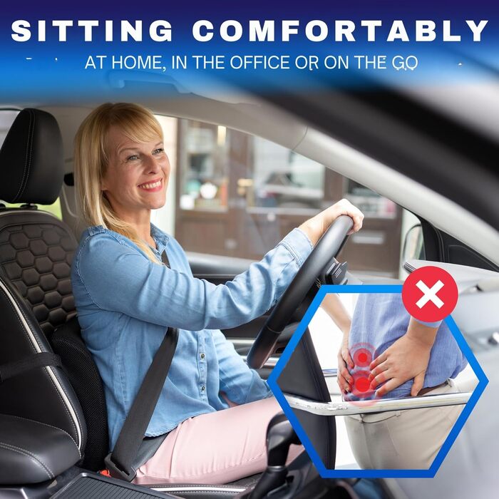 Ергономічна подушка для поперекової підтримки Розроблено спільно з експертами в Німеччині Покращує поставу та знімає біль у спині Поперекова підтримка для офісного крісла, автомобіля та дивана (Середня (70-90 кг)) Подушка для поперекової підтримки з піни 