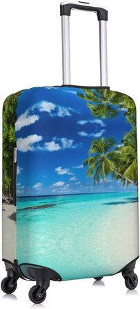 Чохол для валізи з романтичним пляжним принтом, еластичний захист від подряпин та пилу, чорний, розмір 90