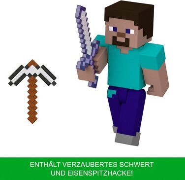 Фігурки та аксесуари Mattel Minecraft, точно в масштабі, приблизно 8 см заввишки, з піксельним дизайном (фігурки можуть відрізнятися) HTN05