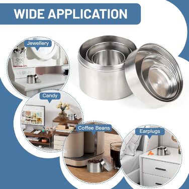 Герметична коробка Lalago 50 мл з нержавіючої сталі, бляшанка для чаю з нержавіючої сталі, коробка для таблеток, каністра для чайного листя, бляшанка для кави, портативна міні-коробка, портативна міні-коробка для ділових поїздок, подорожей, домашнього офі