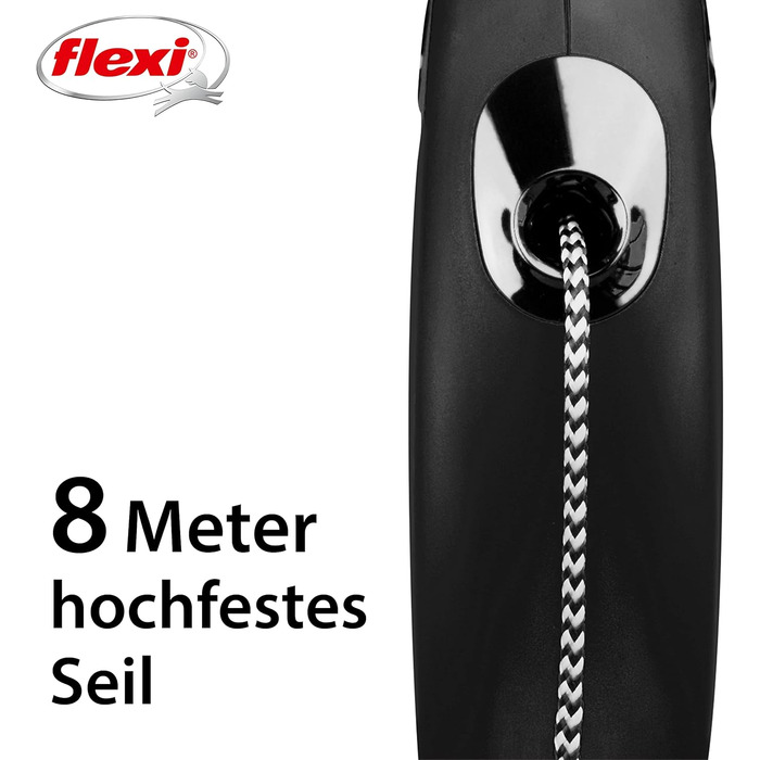 Висувний повідок для собак дрібних порід до 12 кг, 8 м Чорний Вага 228.8 г Розміри 10.3 x 16.8 см S 8 м (макс. 12 кг) Чорний