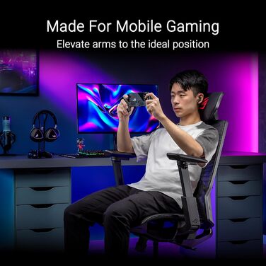 Ігрове крісло ASUS ROG Destrier Ergo Core (ергономічне ігрове крісло, підлокітники з поворотом на 360 градусів та висотою до 14 см для мобільних ігор, нейлонова рама, сітка, регульована поперекова опора та підголівник) ROG Destrier Ergo Core Black