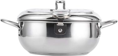 Горщик для фритюрниці, японська каструля з термометром, глибока фритюрниця з нержавіючої сталі 304 з осушувачем олії для чіпсів темпура, картоплі фрі, риби та курки (велика 24 см)