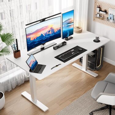 Стіл з регульованою висотою 60x140 см, електричний стіл з пам&39яттю налаштувань та функцією запобігання зіткненням, регульована висота 70117 см, ідеально підходить для офісу, домашнього офісу та ігор (білий) 140x60 см білий