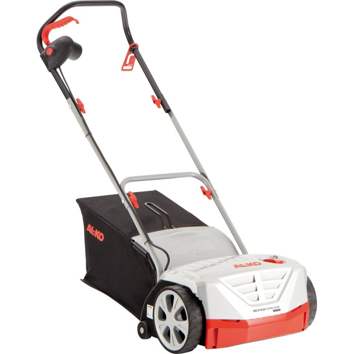 Аератор газону AL-KO Basic Care 32.5 VE Classic, ширина захвату 32 см, потужність 1000 Вт, 5 рівнів глибини обробки, з аераційним валом та мішком для збору, для площ до 400 м