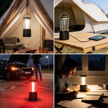 Світлодіодний кемпінговий ліхтар Lepro, акумуляторний, 2000 люмен, 5-рівневий регульований прожектор, водонепроникний аварійний ліхтар IPX4 з акумуляторним зарядним пристроєм, підходить для відключень електроенергії, походів та інших сценаріїв, чорний