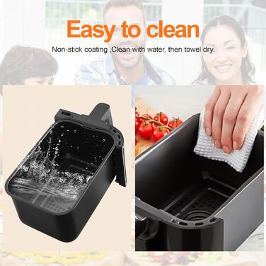 Аерофритюрниця Фритюрниця з оглядовим вікном, Emphsism Airfryer XXL 7L 1700W з цифровим світлодіодним сенсорним екраном, 10 програм, фритюрниця гаряче повітря без жиру, функція підігріву та вбудоване освітлення