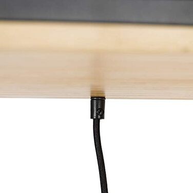 Промисловий I Вінтажний I Промисловий I Вінтажний I Підвісний світильник I Підвісний світильник чорного кольору з деревом, 5 ламп - Полиця I Вітальня I Спальня - Прямокутний I Довгастий - Сумісний зі світлодіодами