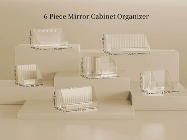 Органайзер для дзеркальної шафи RMAN на 6 предметів, пластиковий органайзер для макіяжу у ванній кімнаті, контейнер для робочого столу, коробка для зберігання пензлів, помади, засобів догляду за шкірою