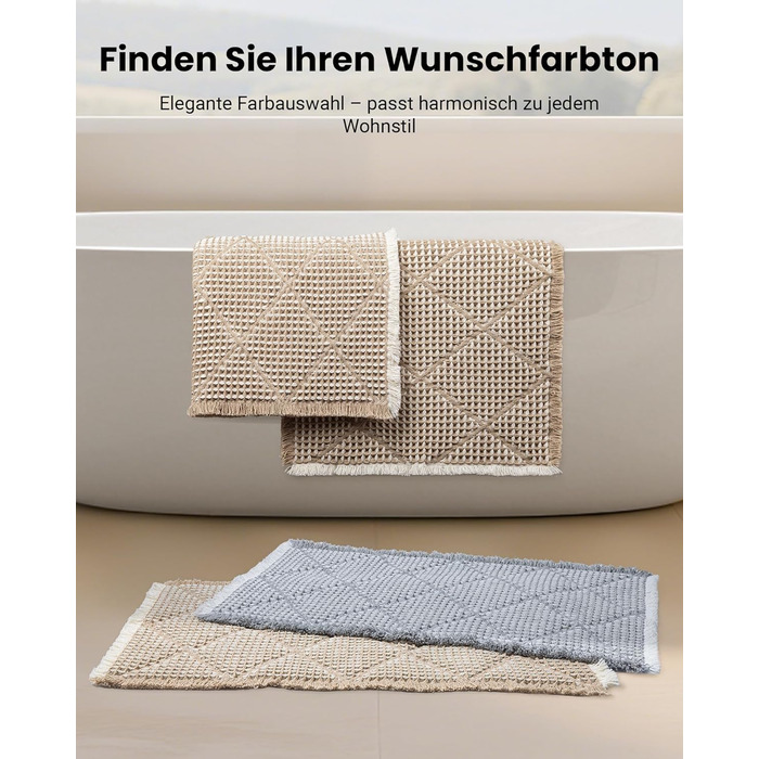 Великий комплект килимків для ванної кімнати з 2 предметів, нековзний килимок для ванної, що миється, сірий килимок для ванної, килимок для ванної в стилі бохо, ромбічні килимки для ванної кімнати, декор для пральні, 51 x 120 см килимок для ванної 46 x 77