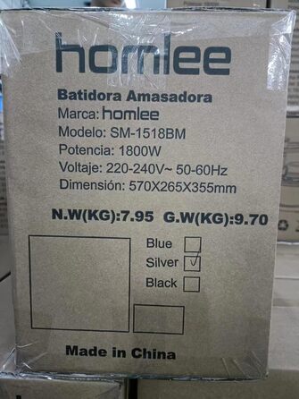 Кухонний комбайн Homlee 3 в 1 Багатофункціональна тістомісильна машина 1800 Вт 6-рівневий блендер, з м'ясорубкою, соковижималкою 1,5 л, чашею з нержавіючої сталі 5,5 л Тістоміс чорний