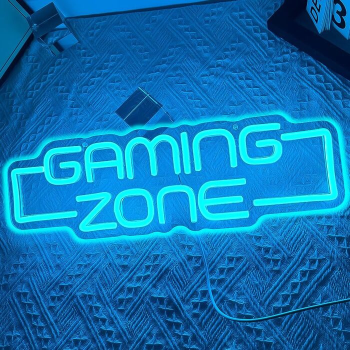 Неонова вивіска Gaming Zone, Неонова вивіска Game Zone для декору кімнати підліткових геймерів, Неонова вивіска з іграми для декору стіни, Світлодіодна неонова вивіска для геймерів, Подарунки для хлопчиків та дітей - A-Gaming zone1
