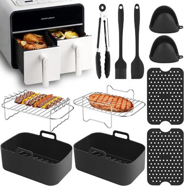 Аксесуари для фритюрниці Ninja, 10 шт. аксесуарів Ninja Af300eu Af400eu Foodi Dual Zone, 7.6L-9.5L Аксесуари для фритюрниці Ninja