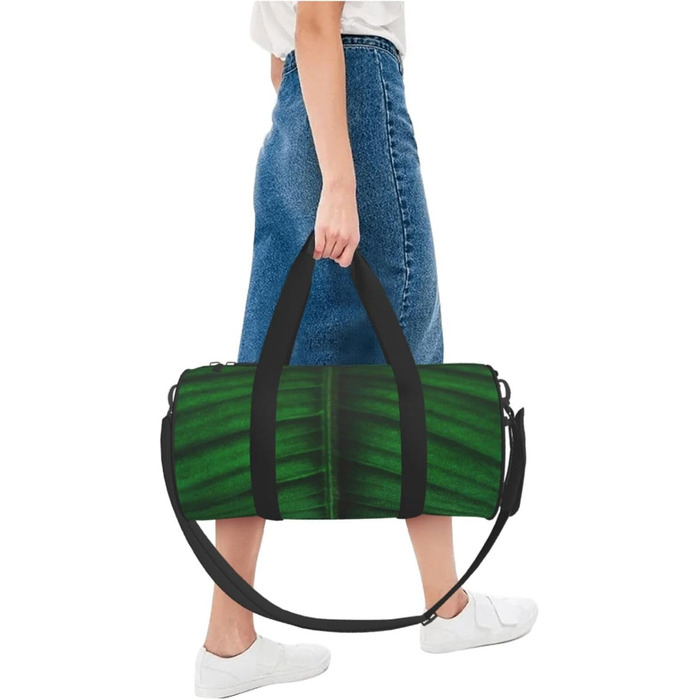 Спортивна сумка для подорожей, малюнок бананове листя, принт з ефектом нічного сяйва, чорний колір, універсальний розмір, дорожня сумка