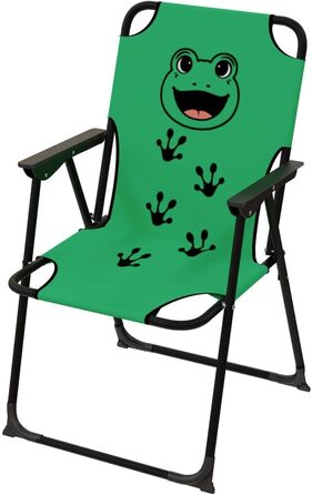 Дитячий кемпінговий стілець, складний кемпінговий стілець, кемпінговий стілець для кемпінгу на відкритому повітрі, складний, макс. 100 кг, сталь з порошковим покриттям, малюнок у формі тварин, зелений