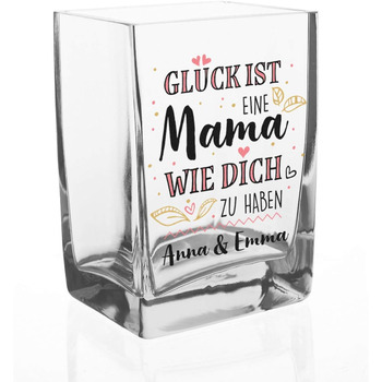 Сучасна скляна ваза з компліментом для мами - найкраща ідея подарунка на День матері Щастя - це