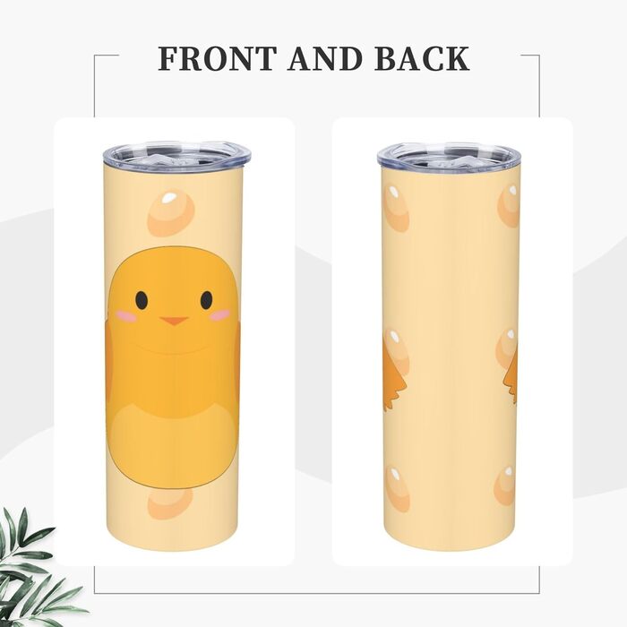 Кухоль з прямою трубочкою, 590 мл, принт мультяшного курчати, дорожній кухоль, підходить для кемпінгу, офісу та дому