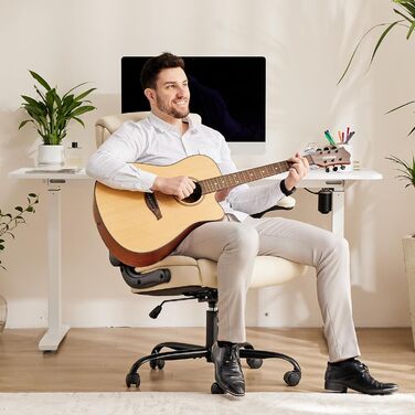 Ергономічне крісло керівника Sweetcrispy зі штучної шкіри, офісне крісло з відкидними підлокітниками, ергономічне комп&39ютерне крісло з високою спинкою, поворотне ігрове крісло для роботи та відпочинку, біле