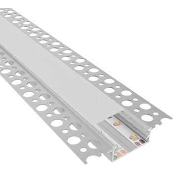 Однованний світлодіодний профіль для гіпсокартону 2 м I Світлодіодний профіль для гіпсокартону I 5x2 м прямий і алюмінієвий гіпсокартонний кутовий профіль для світлодіодних стрічок I алюмінієвий профіль I стеля i стіна (2 м для 2 світлодіодних смуг)