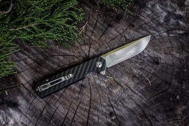 Складаний ніж Лезо зі сталі D2 Рукоятка з вуглецевого волокна з кліпсою Гострий одноручний ніж з піхвами та шарикопідшипником Кемп