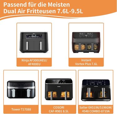 Аксесуари для фритюрниці INMUA, силіконова форма для фритюрниці, аксесуари для фритюрниці Ninja Foodi AF400EU AF300EU 7.6 л - 9.5 л, аксесуари для фритюрниці з кулінарною книгою для фритюрниці - Black Black-1