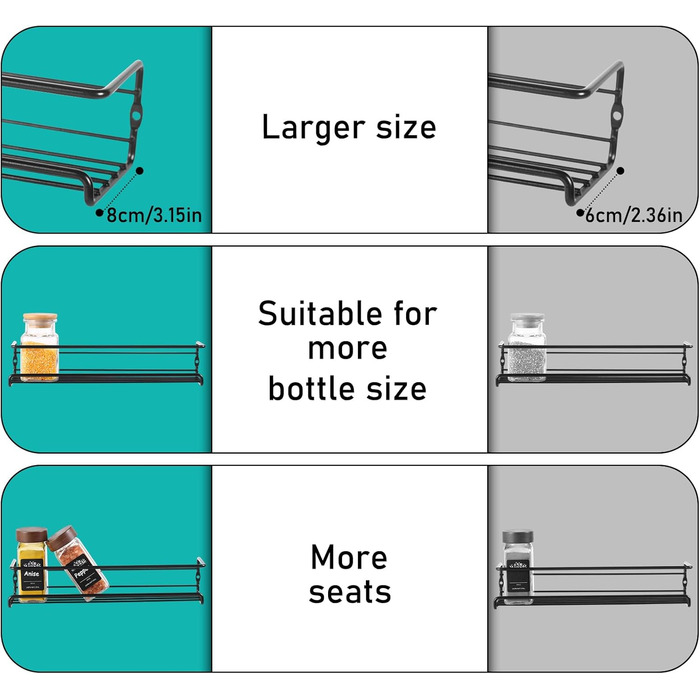 Елементна дерев&39яна підставка для спецій, не потребує свердління, підвісна, з 12 банками для спецій, органайзером для спецій, підставкою для спецій та настінною кухонною полицею (2986 см), дерев&39яна підставка для спецій C.12, 2-