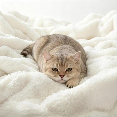 Плюшева ковдра, Пухнаста біла - 150x200 см, Ковдра для дивана та дивана зі штучної вовни, Теплий фліс для декору вітальні, Естетична ковдра, М&39яка ковдра 150 x 200 см Біла