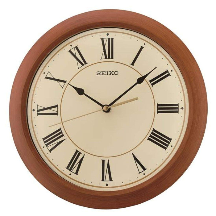 Настінний годинник Seiko коричневий, пластик, плавний хід секундної стрілки, QXA713T