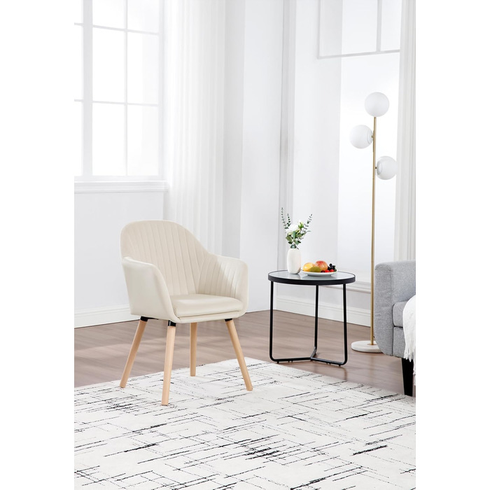 Обідні стільці WOLTU, комплект з , для спальні, кухні, вітальні, м&39які кухонні стільці з підлокітниками, виготовлені з оксамиту та масиву дерева, кремово-білий, комплект з