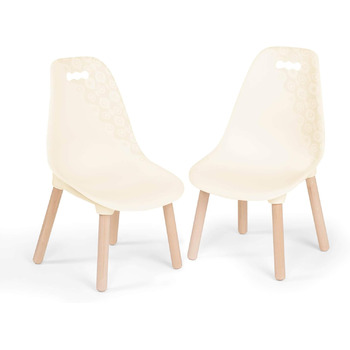 Набір з 2 дитячих меблів Дитячі стільці на ніжках - міцні, стильні стільці в кремово-білому кольорі та дереві для дітей від 3 рокі