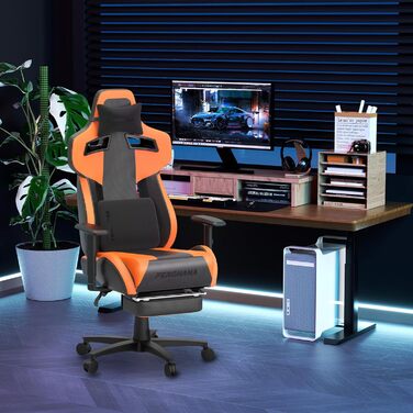 Ігрове крісло Huracan з масажем, дихаюче та ергономічне ігрове крісло з оксамитової тканини, ігрове крісло