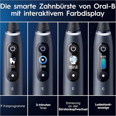 Електрична зубна щітка Oral-B iO Series 9, подвійна упаковка та 3 щітки, 7 режимів чищення, магнітна технологія та 3D-аналіз, кольоровий дисплей, дорожній футляр для зарядки, чорний онікс/рожевий кварц