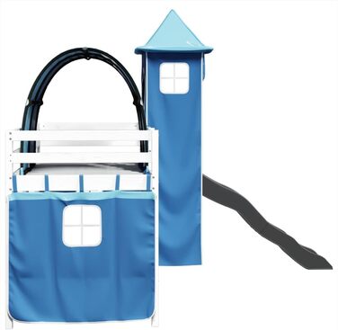 Ліжка та аксесуари-Ліжка та каркаси ліжок - Дитяче ліжко-горище з вежею синє 90x200 см з масиву сосни