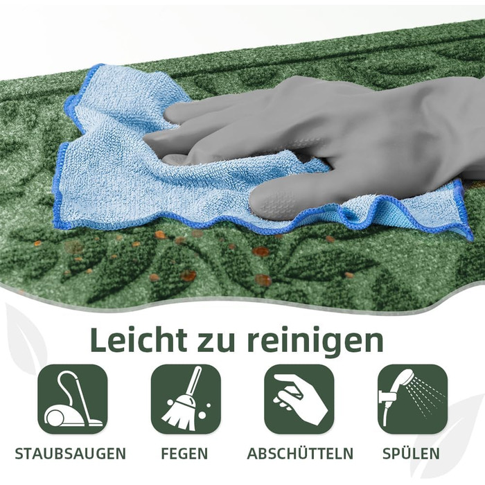 Зелений килимок для дверей для приміщень та вулиці з протиковзкою функцією, килимок для уловлювання бруду, міцний та довговічний гумовий килимок для дверей, (зелений, 45x75 см) 45 x 75 см (прямокутний) зелений