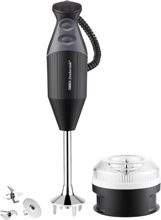 Ручний блендер ESGE Wand M 200 BBQ 98215 чорний, ручний блендер, ручний міксер, професійний, включаючи аксесуари, до 17 000 об/хв, 200 Вт, ергономічний дизайн ручки, подвійний перемикач, центрування, що застібається, двигун змінного струму