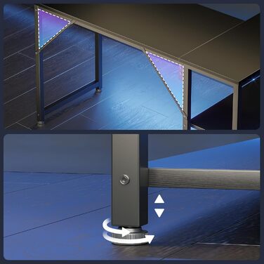 Ігровий стіл Coleshome, кутовий стіл 100x70 см з двосторонньою полицею для зберігання, компактний L-подібний стіл, підходить для ігрових столів у сімейних куточках, чорний 100x70 см