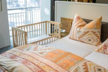 Ексклюзивне приліжкове ліжечко Fillikid Nino 3-в-1 Дитячі ліжечка з букового дерева Дитяче ліжко, додаткове ліжко з 5-рівневим регулюванням висоти Колиска від народження з великою спальною зоною