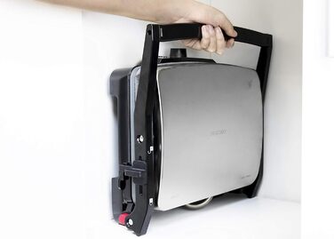 Електричний гриль, антипригарне покриття RockStone, відкривання на 180, регулювання по висоті, варильна поверхня 30 х 23,5 см, 2000 Вт, нержавіюча сталь і пластик, 2000.